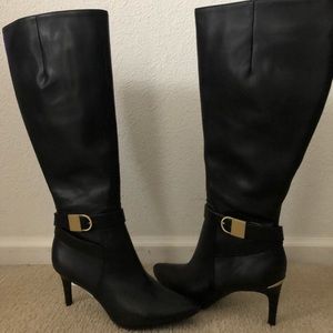 Calvin Klein leather wide calf boots